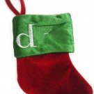 HOME ELEMENTS - "D" - VELVET - MONOGRAM - GREEN - RED - MINI - STOCKING - NEW