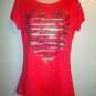 ROCKER GIRL - LOVE & PEACE - RED - HEART - T-SHIRT - XL/XG - 15/17 - BRAND NEW