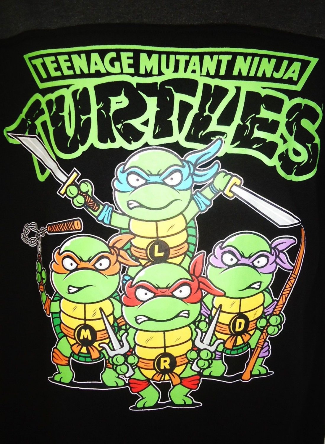 TEENAGE MUTANT NINJA TURTLES - BLACK - GREY - RETRO - MEDIUM - T-SHIRT ...