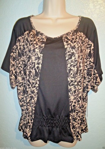 BCBG - MAX AZRIA - BLACK - SPLATTER - PRINT - BLOUSE - TOP - SHIRT - SMALL - NEW