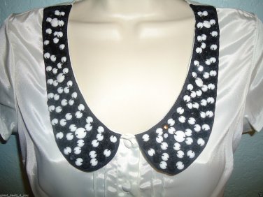 JESSICA SIMPSON - WHITE - BEADED - COLLAR - LISETTE - BLOUSE - SMALL - TOP - NEW