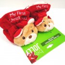 DAN DEE - MY FIRST CHRISTMAS - BABY - BEAR - BOOTIES - RED - WHITE - SHOES - NEW