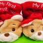 DAN DEE - MY FIRST CHRISTMAS - BABY - BEAR - BOOTIES - RED - WHITE - SHOES - NEW