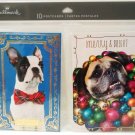HALLMARK - FOIL - 10 PACK - DOGS - CHRISTMAS - HOLIDAY - POSTCARDS - BRAND NEW