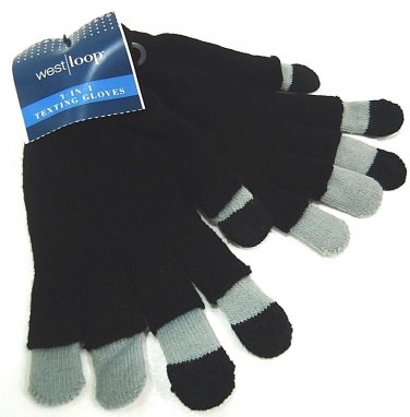 WEST LOOP - WOMEN'S - BLACK - GREY - 3-IN-1 - TEXTING - WINTER - GLOVES - NEW