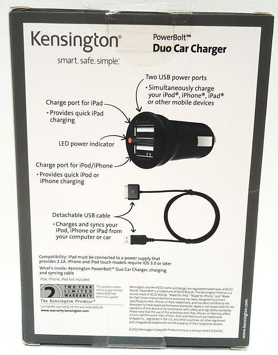 Kensington Powerbolt Car Charger 2,1A - - Voor 23.59u, Morgen In Huis - Foto 9