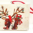 HALLMARK - CHRISTMAS - TREE - ORNAMENT - REINDEER - CANVAS - PAINTING - NEW