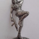 70 mm Erotic Girl Tin Metal Soldier Female in Soviet Uniform w/ Rifle 1/25 scale