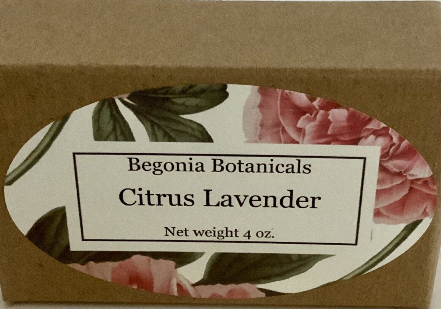 Begonia Botanicals Organic Soap Bar 4oz. Citrus Lavender Scent Women Or Men