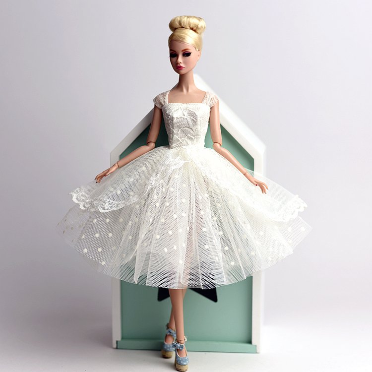 barbie doll white frock