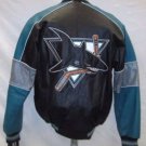 San Jose Sharks Men Small Full-Zip Embroidered Leather Jacket NHL Black