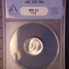 1946-S ROOSEVELT DIME- DDO ANACS MS63 FSB  GREAT VARIETY! -AA115TCXX