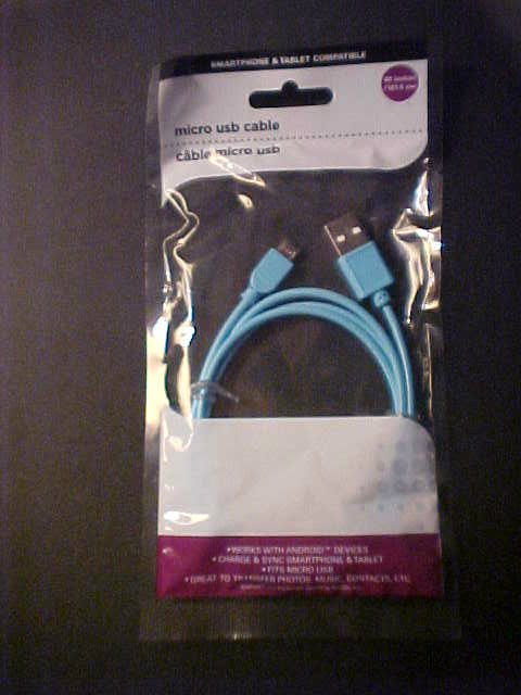 Micro USB Cable Smartphone/Tablet Compatible -Blue 40 in/101.6 cm-Free Ship!-Z34