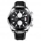 SONGDU Men's Chronograph Quartz Watch with Date Calendar Analogue Display and Leather Strap