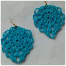 Hand Crocheted Blue spade drops earring