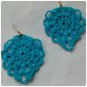 Hand Crocheted Blue spade drops earring