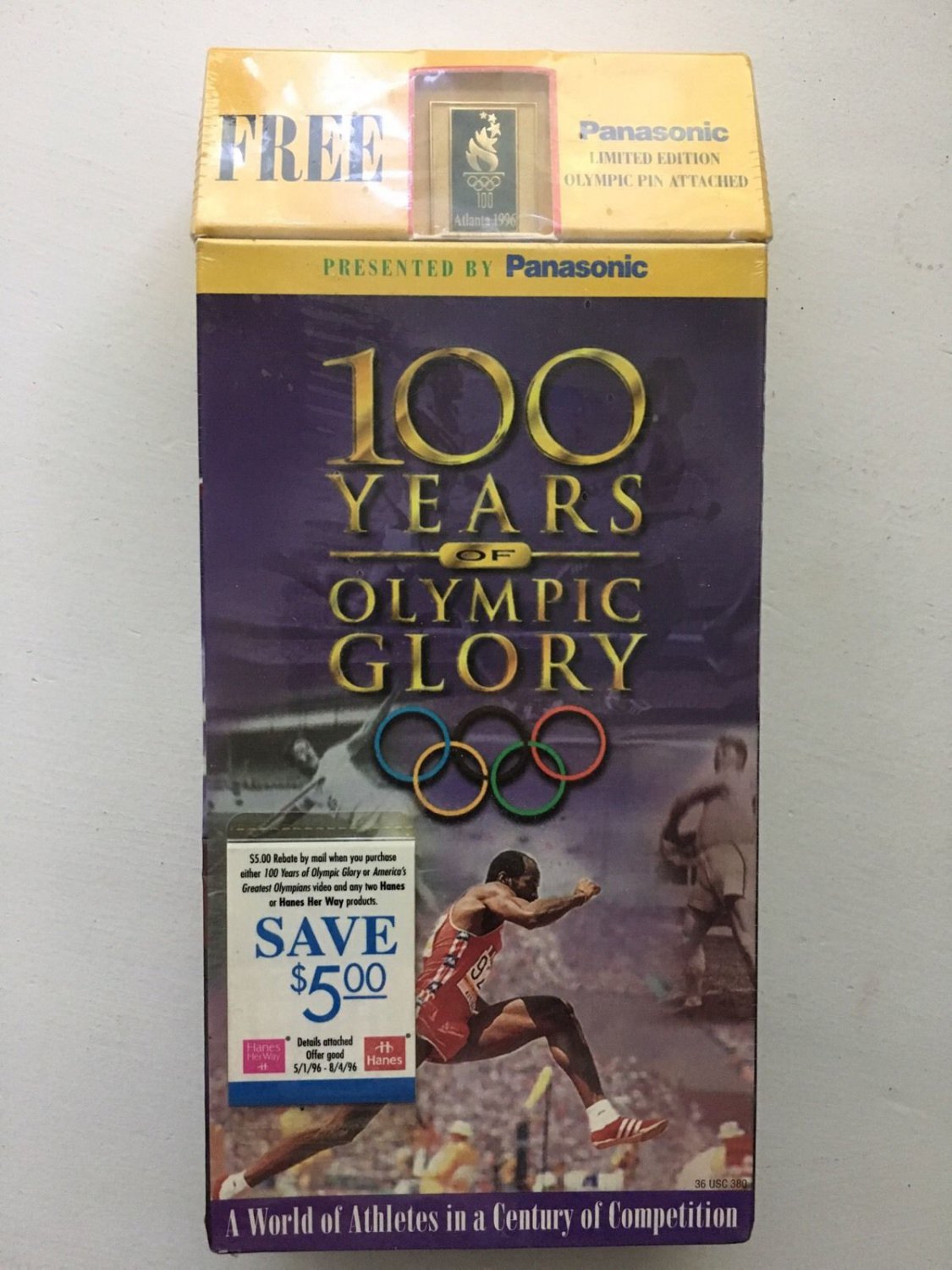 100 Years Of Olympic Glory (VHS, 1996, 2-Tape Set) Includes Olympic Pin ...