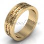 Decoder Ring - 14k Yellow Gold Two Row Da Vinci Cryptex Codex Decoder Ring LB-2024-2