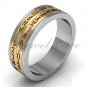 Decoder Ring - 14k White and Yellow Gold Two Row Da Vinci Cryptex Codex Decoder Ring LB-2024-4