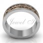 Decoder Ring - 14k White and Rose Gold Two Row Da Vinci Cryptex Codex Decoder Ring LB-2024-5