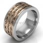 14k two tone white and rose gold three row Da Vinci cryptex, codex, decoder ring LB-2025-5.