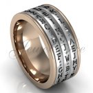 14k two tone rose and white gold three row Da Vinci cryptex, codex, decoder ring LB-2025-6.
