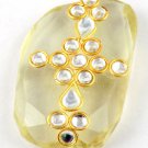 Lemon Glass 20x31mm Uneven Faceted Tumble Kundan Work Jewelry Making Gemstone