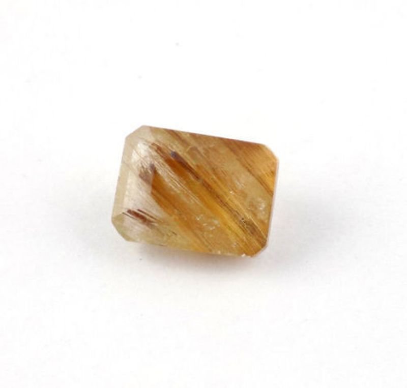 1 Pcs Natural Golden Rutile Rectangle 8x11mm 4.78Cts Normal Cut Loose Gemstone