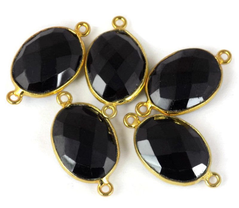 AAA 3 Pcs Black Spinel Double Bail Connector - 12X16mm Oval Connector