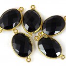 AAA 3 Pcs Black Spinel Double Bail Connector - 12X16mm Oval Connector
