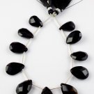 1 Strand Natural Black Onyx Pear Shape 10x15mm Faceted 7.5" Long Briolette Beads