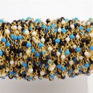 5 Feet Multi Mix Gemstone 2mm Smooth Rondelle 24k Gold Plated Rosary Bead Chain