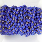 5 Feet Lapis Stablized Smooth 3.5-4mm 24k Gold Plated Rosary Bead Chain Jewelry