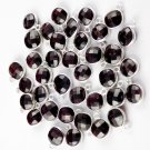 5 Pieces Garnet Bail Connector Approx 7-9mm Square Faceted 925 Silver Plated