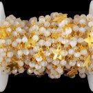 5 Feet Natural Rainbow Moonstone 24k Gold Plated Faceted 3.5-4mm Rosary Beads