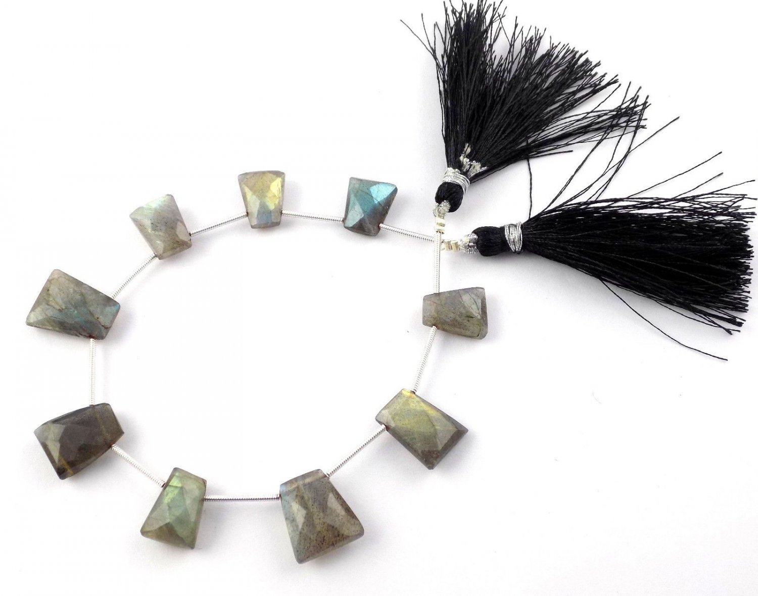 1 Strand Natural Labradorite Fancy Shape 9x12-13x15mm Faceted 7" Long Briolette