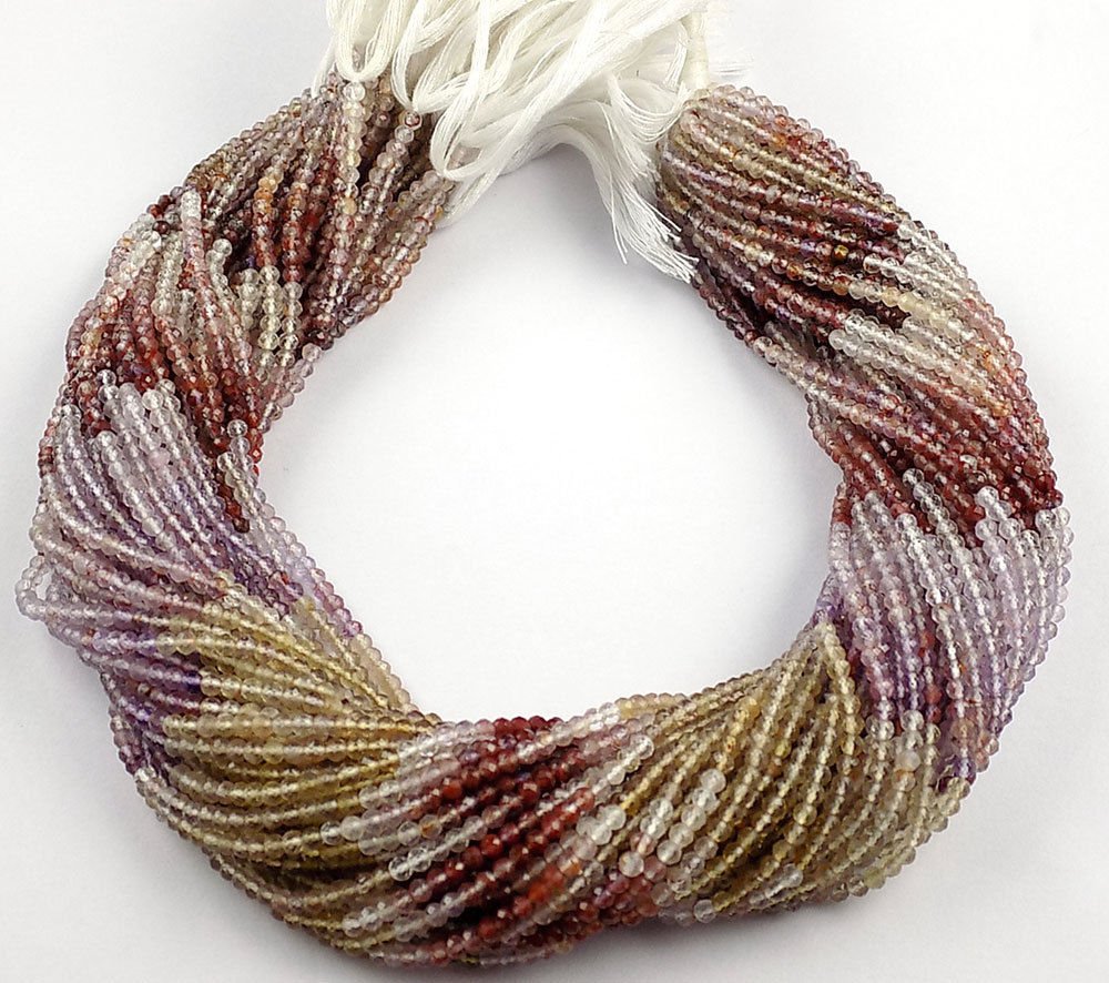 2 Strand Multi Stone Rondelle Faceted Approx - 2-2.5mm Gemstone Beads 13" Long