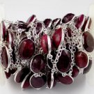 1 Ft Ruby Corundum Oval 12x15-12x18mm Faceted 925 Silver Plated Connector Chain