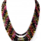 5 Strand Finest Quality Multi Tourmaline Rondelle Necklace Beads 4-6mm 15-18"