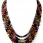 5 Strand Finest Quality Multi Tourmaline Rondelle Necklace Beads 4-6mm 15-18"