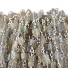 5 Feet Labradorite Square 3x5-4x6mm 925 Silver Plated Wire Rosary Beaded Chain