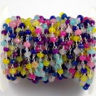 10 Feet Mix Chalcedony 3.5-4mm 925 Silver Plated Handmade Beaded Rosary Chain