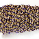 10 Feet Iolite Hydro Stabilized Rosary Seed Beaded Chain 24k Gold Plated 2mm