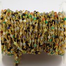 5 Feet Mix Gemstone Smooth Rondelle 2-3mm 24k Gold Plated Rosary Beaded Chain