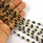 5 Feet Natural AAA Hematite Smooth Rosary Beaded Chain 24k Gold Plated 3-5mm