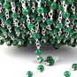 10 Feet Malachite Smooth 3mm Round Balls Wire Wrapped 925 Silver Plated Rosary