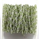 5 Feet Peridot 2.5-3mm Rondelle Faceted 925 Silver Plated Beaded Handmade Chain