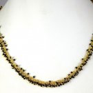 Black Stone Hydro Stabilized Dangling Chain 24k Gold Plated Lobster Lock 18"Long