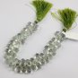 1 Strands Natural Green Amethyst Gemstone Drops 6.5x11-7.5x13mm Briolette 7"Long