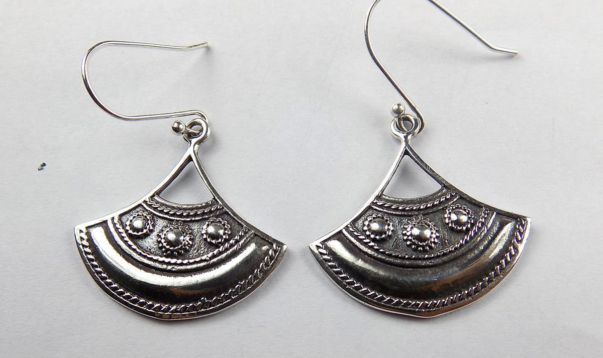 1 Pair Axe Head Shape Designs 26x27mm 925 Sterling Silver Black Oxidize Earrings